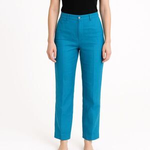 Talbots Womens Blue Irish Linen Pants Size 10 Casual Mature Preppy 100% Linen